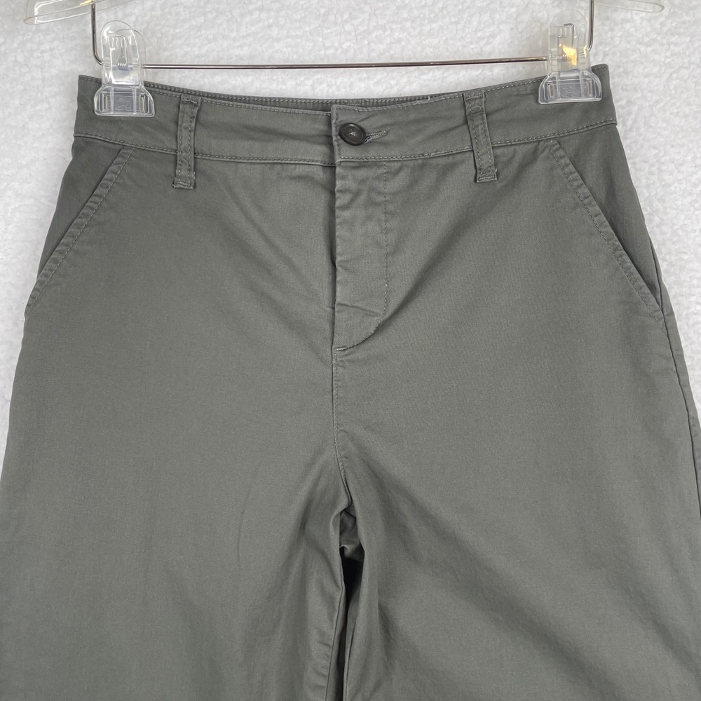 Evereve Womens Olive Green High Rise Cropped Tapered Chino Pants Size 26